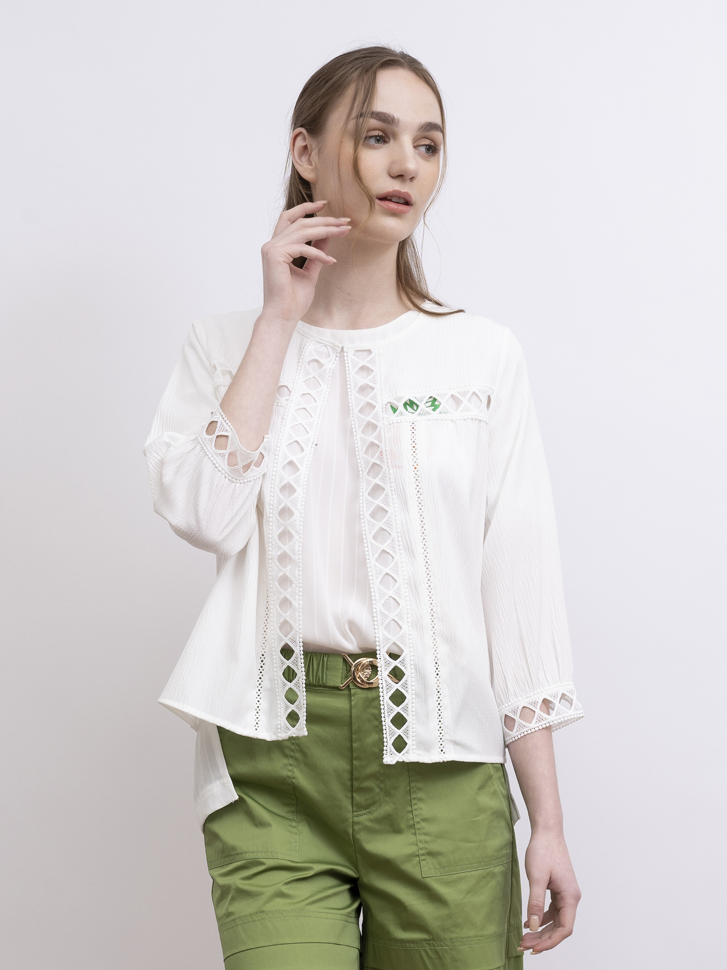 mi-tu 通花圓領外套