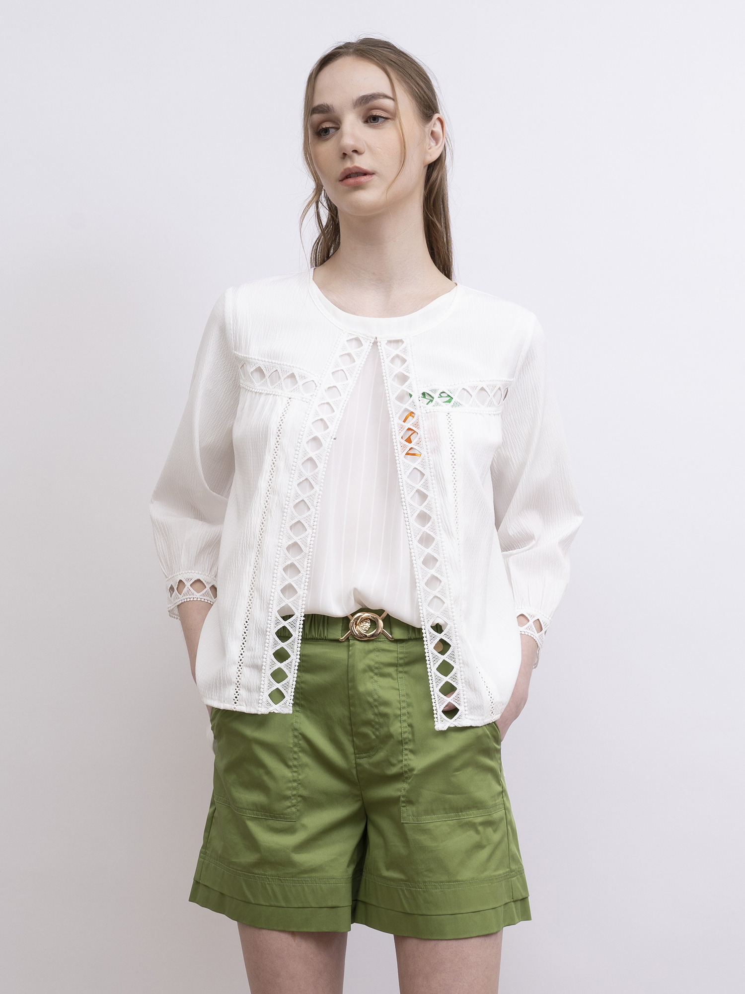 mi-tu 通花圓領外套