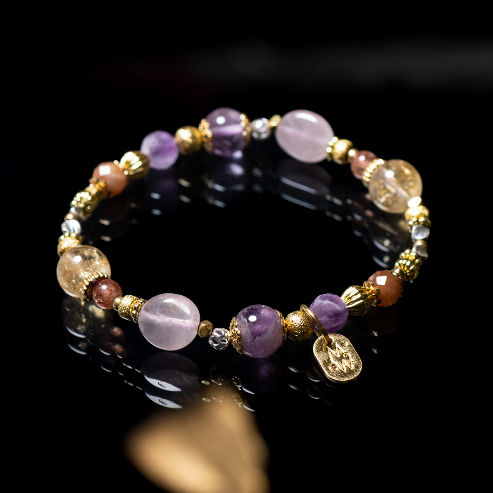 舞動之虹 // C1418紫幽靈黃水晶太陽石手鍊