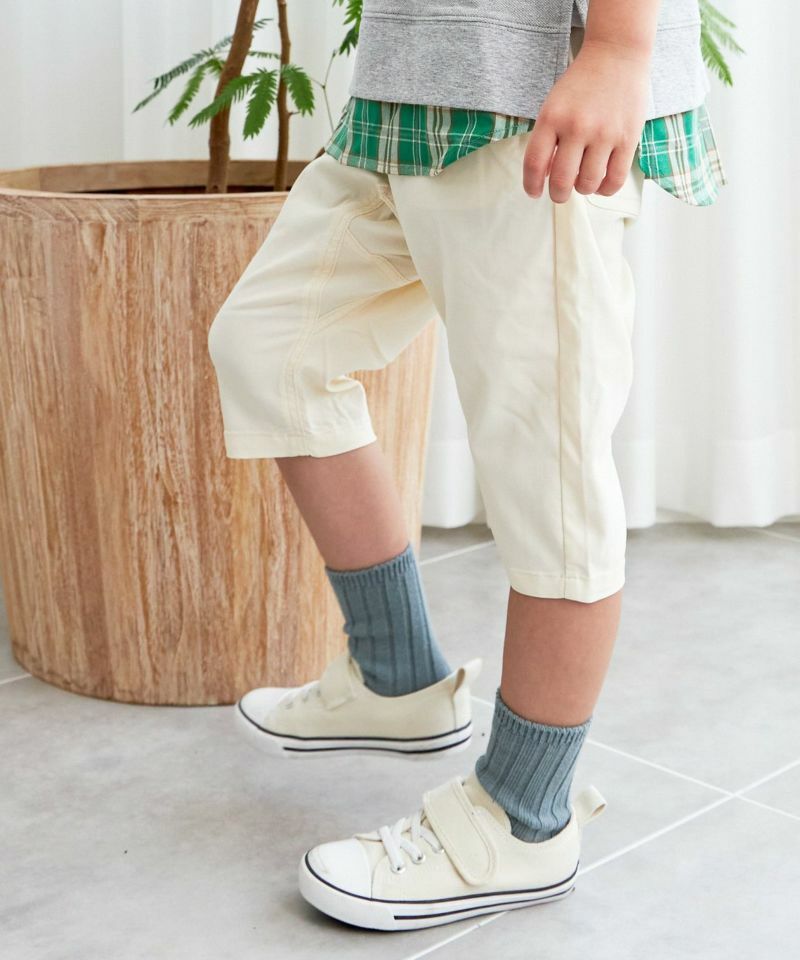 日本MYD 純色系 彈性六分休閒褲款 (象牙白，100) M320302