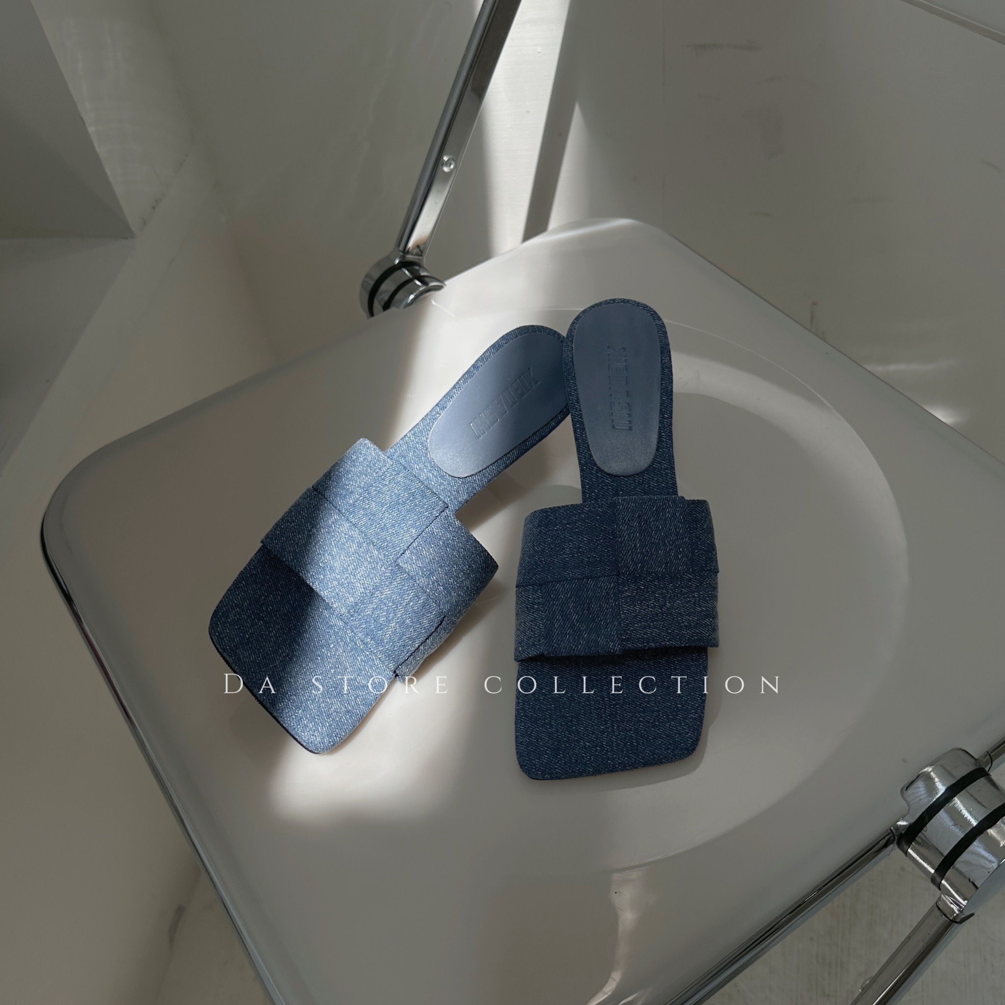 時髦牛仔編織高跟涼鞋/二色