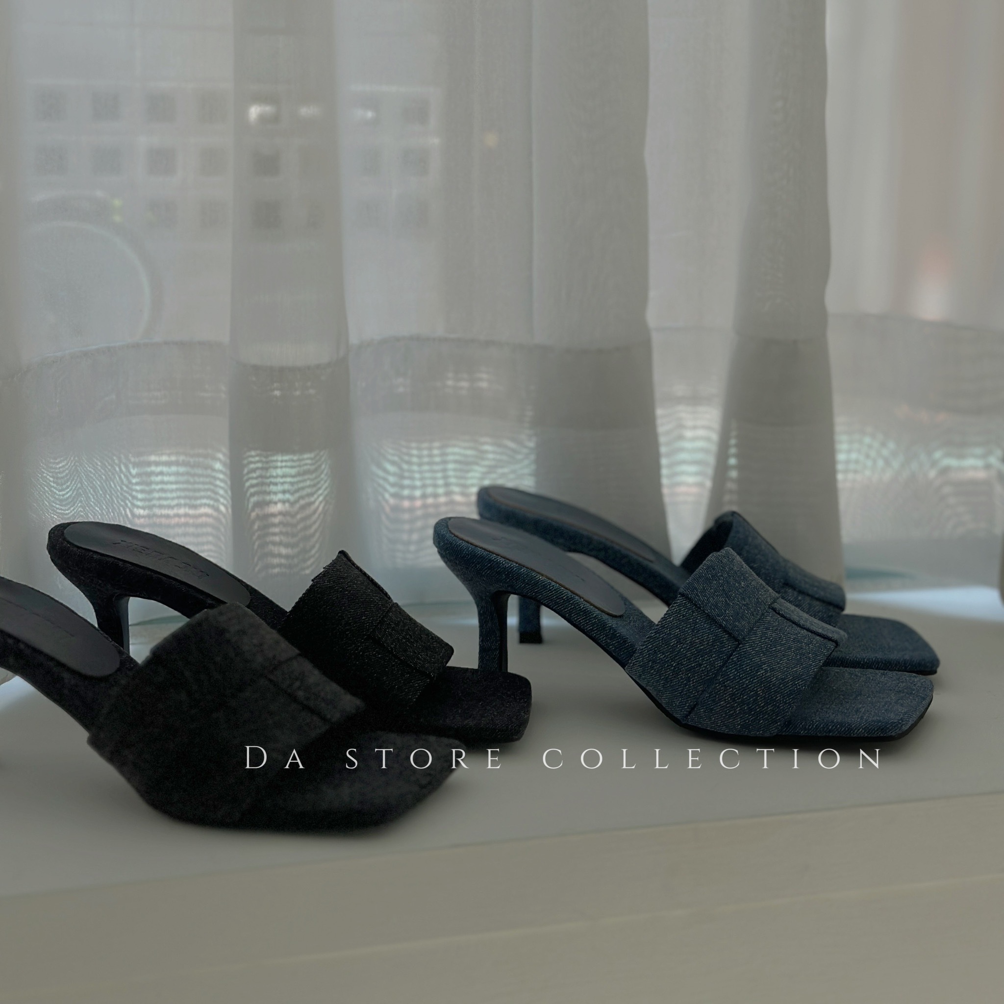 時髦牛仔編織高跟涼鞋/二色