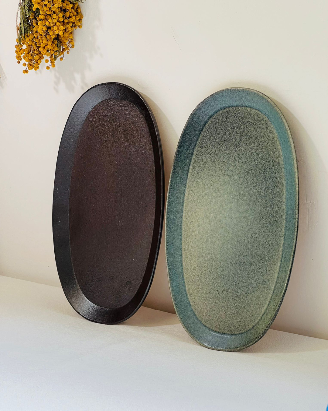 Meizan kiln Teiban Ware Oval plate brown｜Shigaraki ware