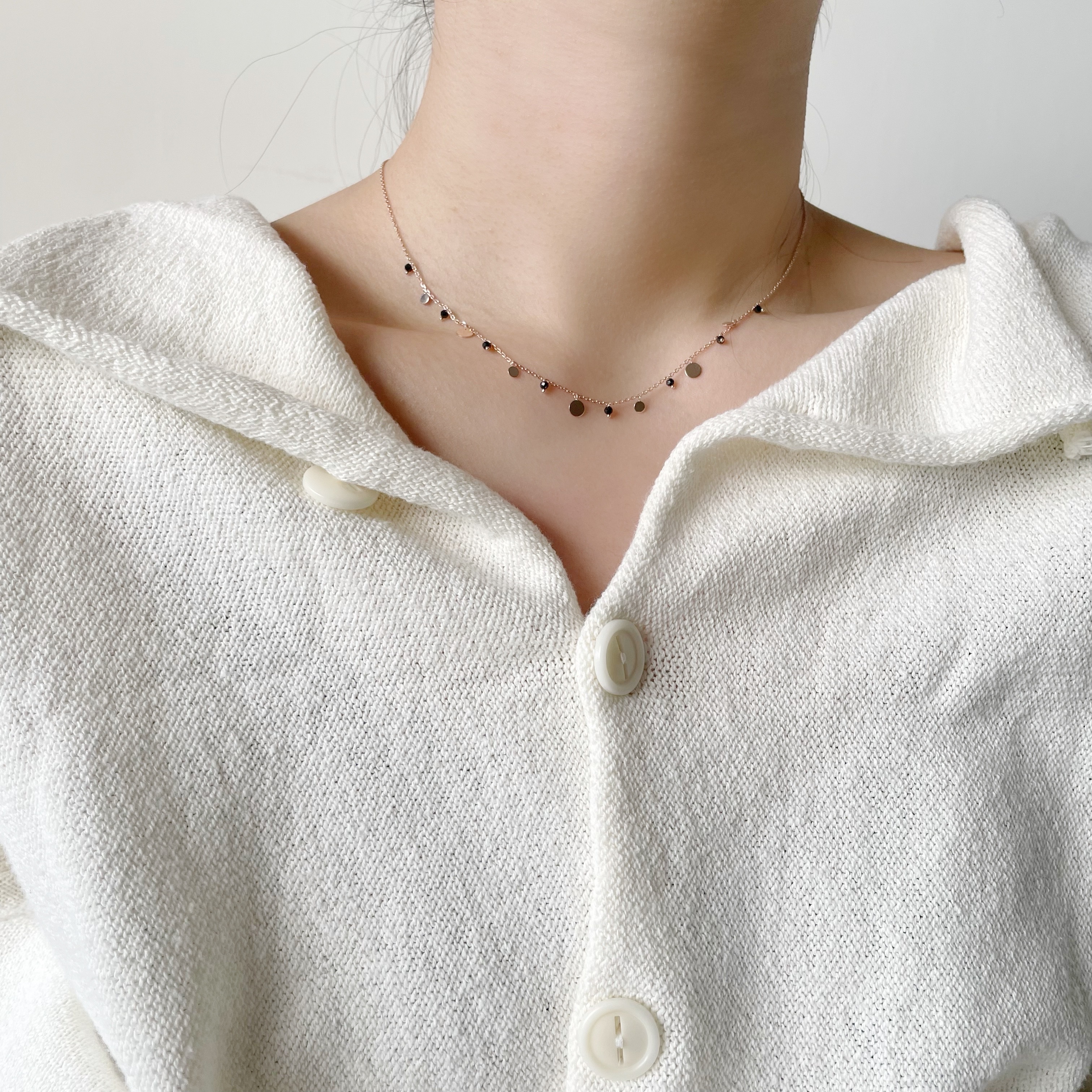 bohemian黑尖晶圓片項鍊