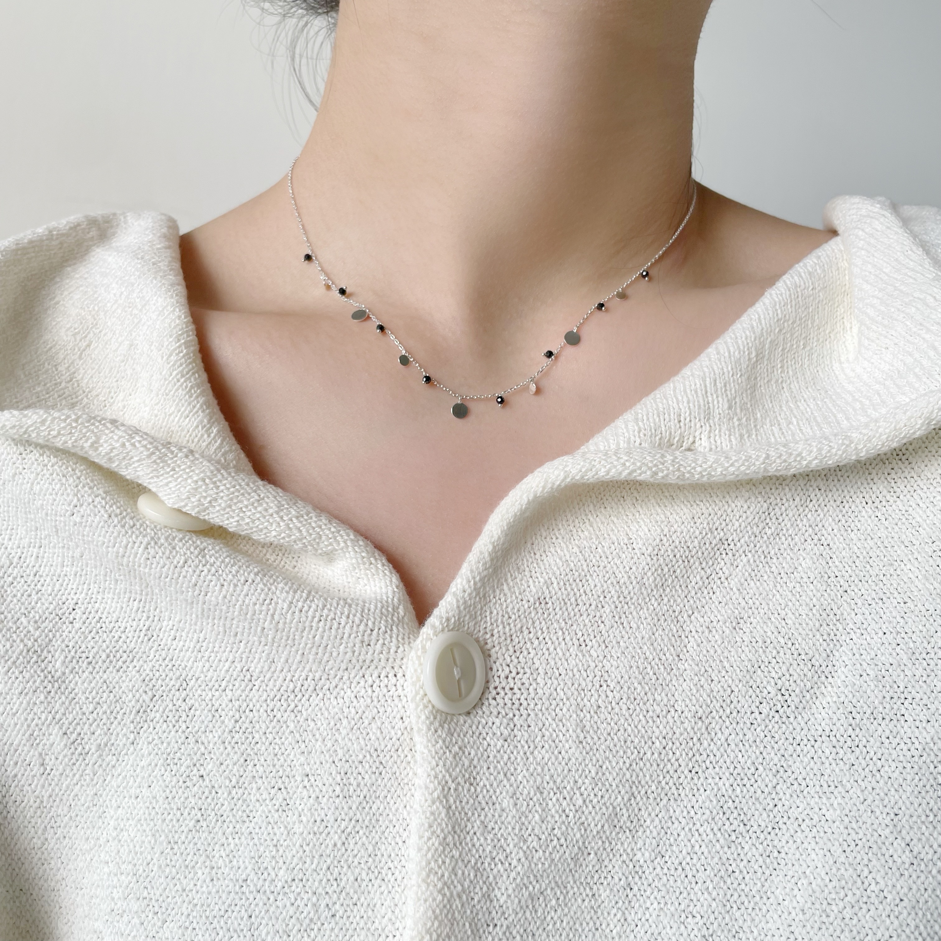 bohemian黑尖晶圓片項鍊