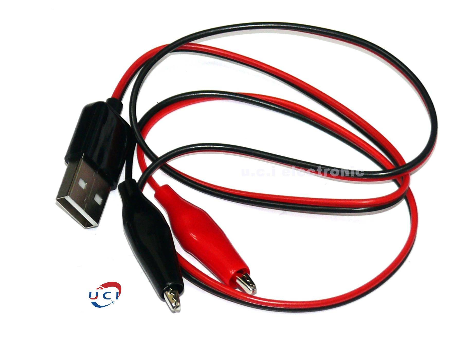 【UCI電子】(L-27) 鱷魚夾轉USB線 鱷魚測試夾轉USB 適配器測試線帶夾子 電源檢測紅黑線 鱷魚夾