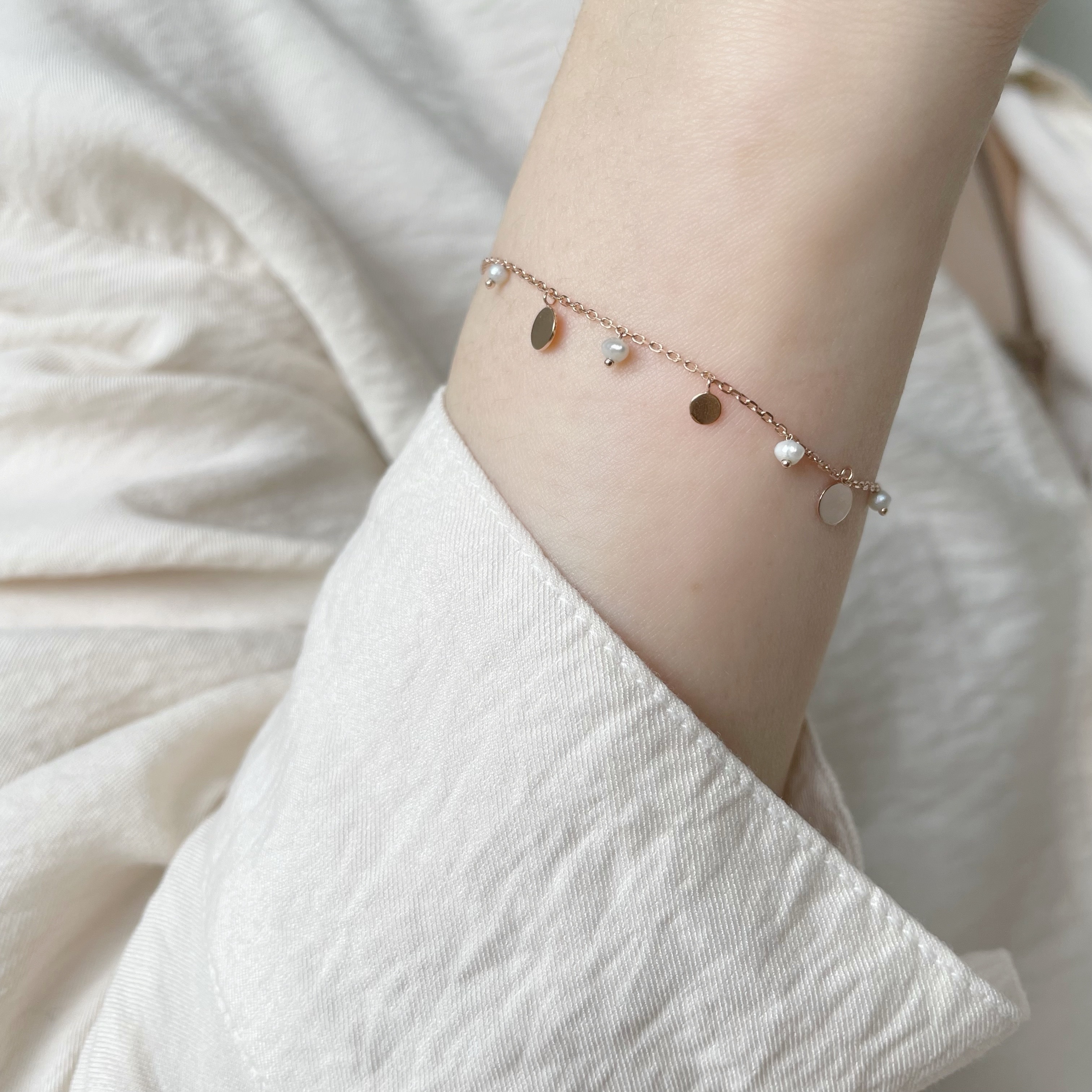 bohemian珍珠圓片手鍊