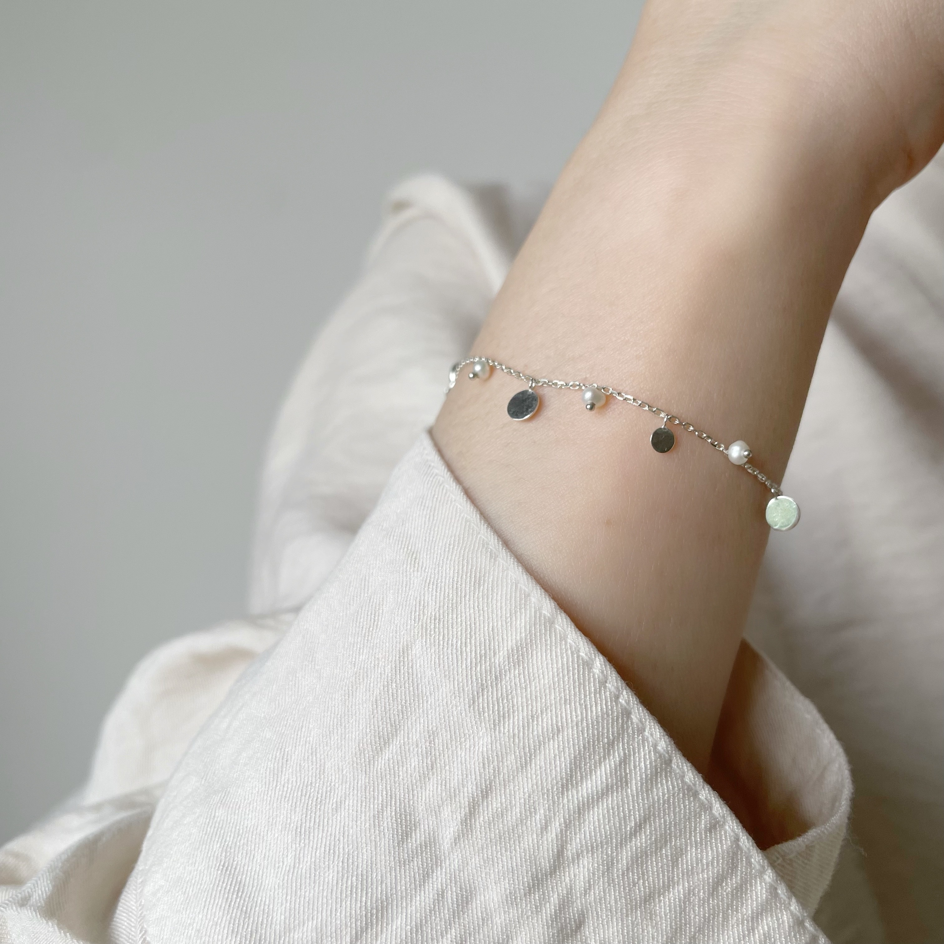 bohemian珍珠圓片手鍊