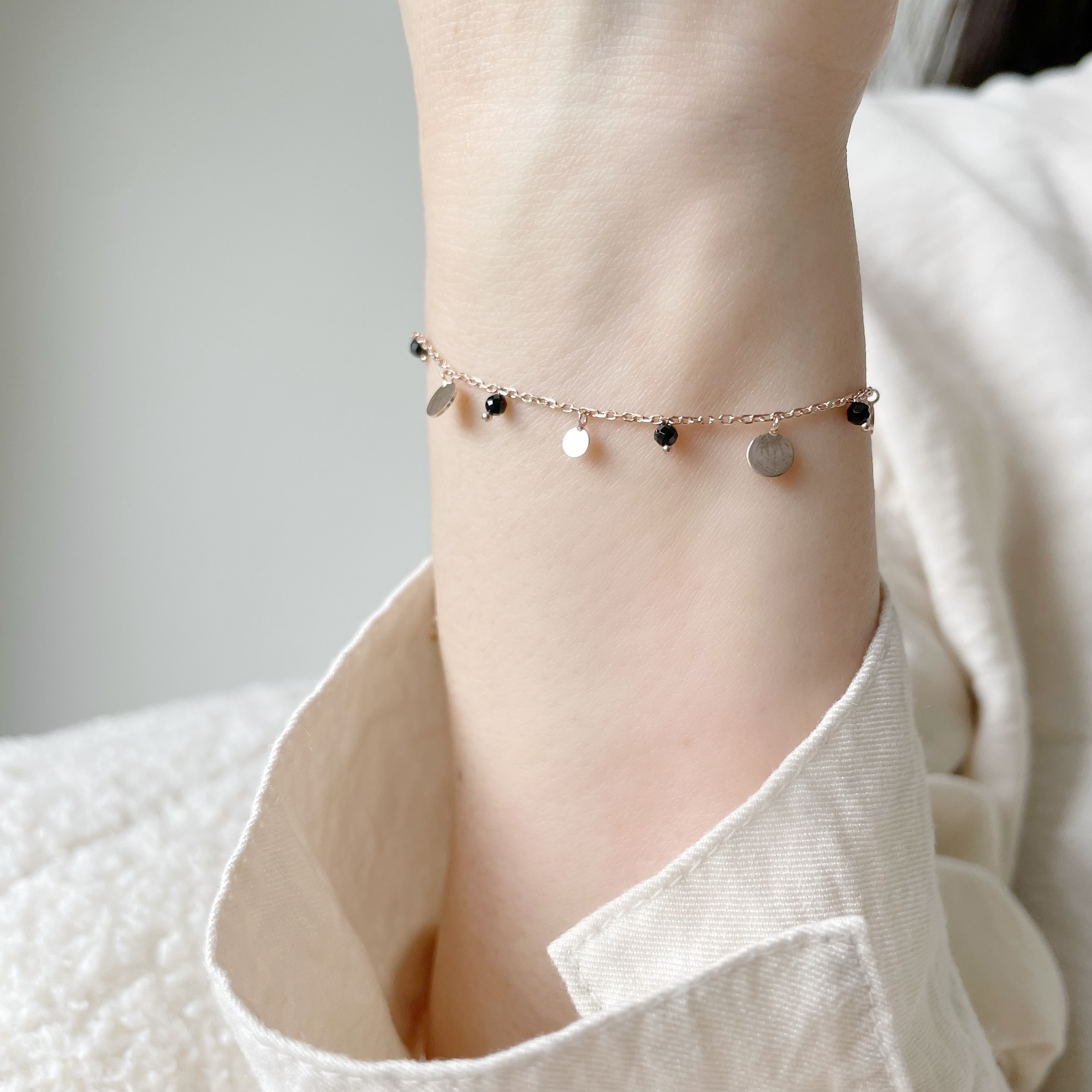 bohemian黑尖晶圓片手鍊