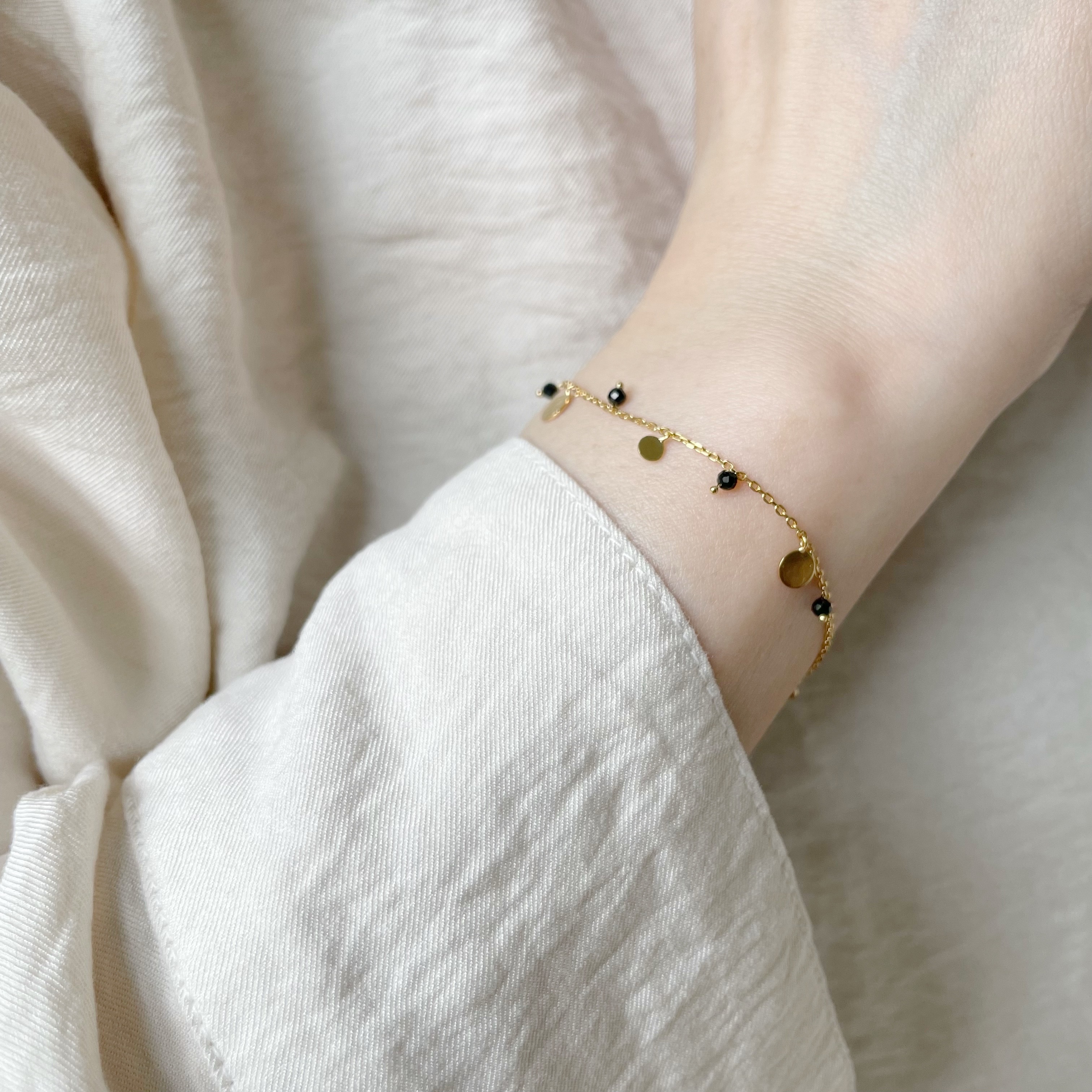 bohemian黑尖晶圓片手鍊