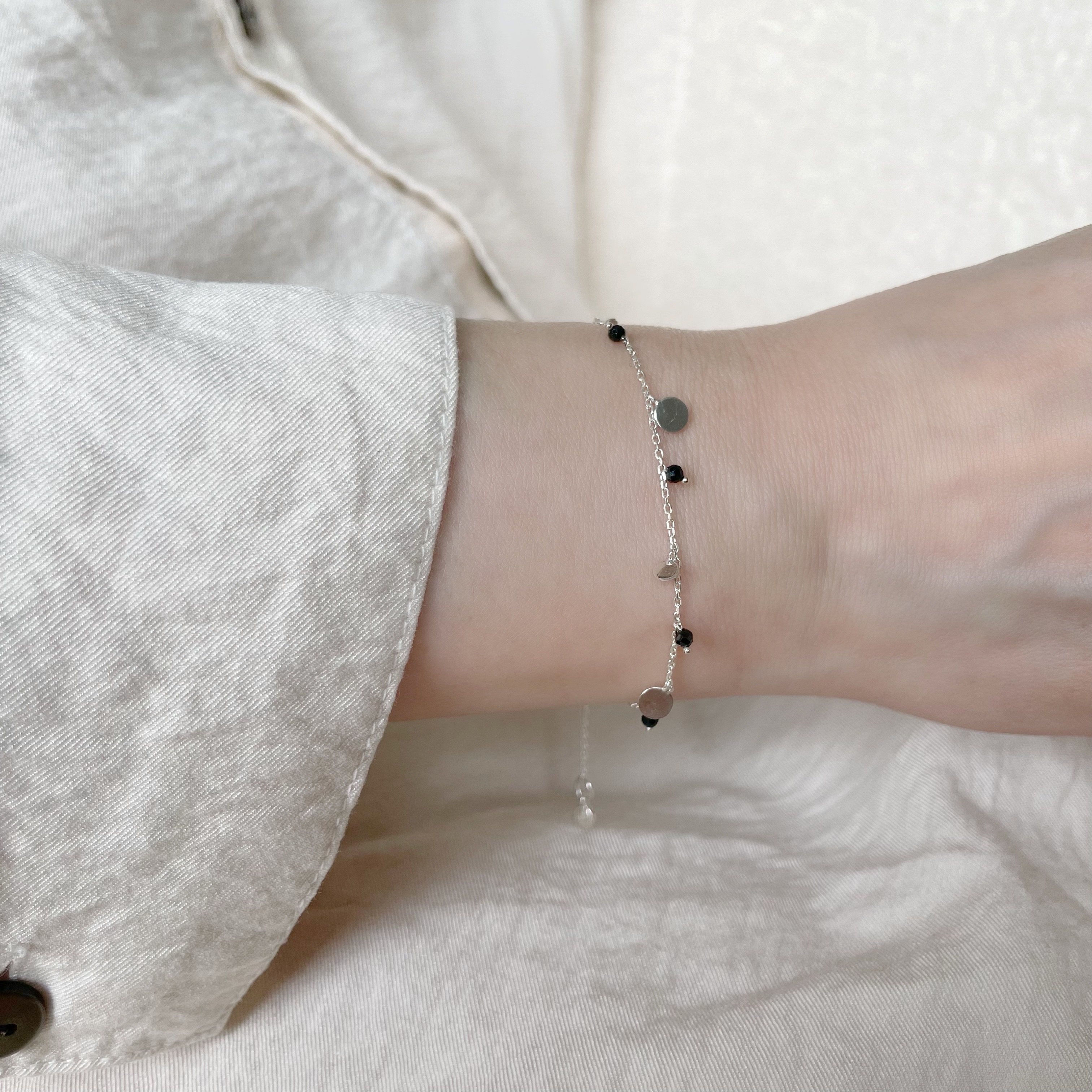 bohemian黑尖晶圓片手鍊