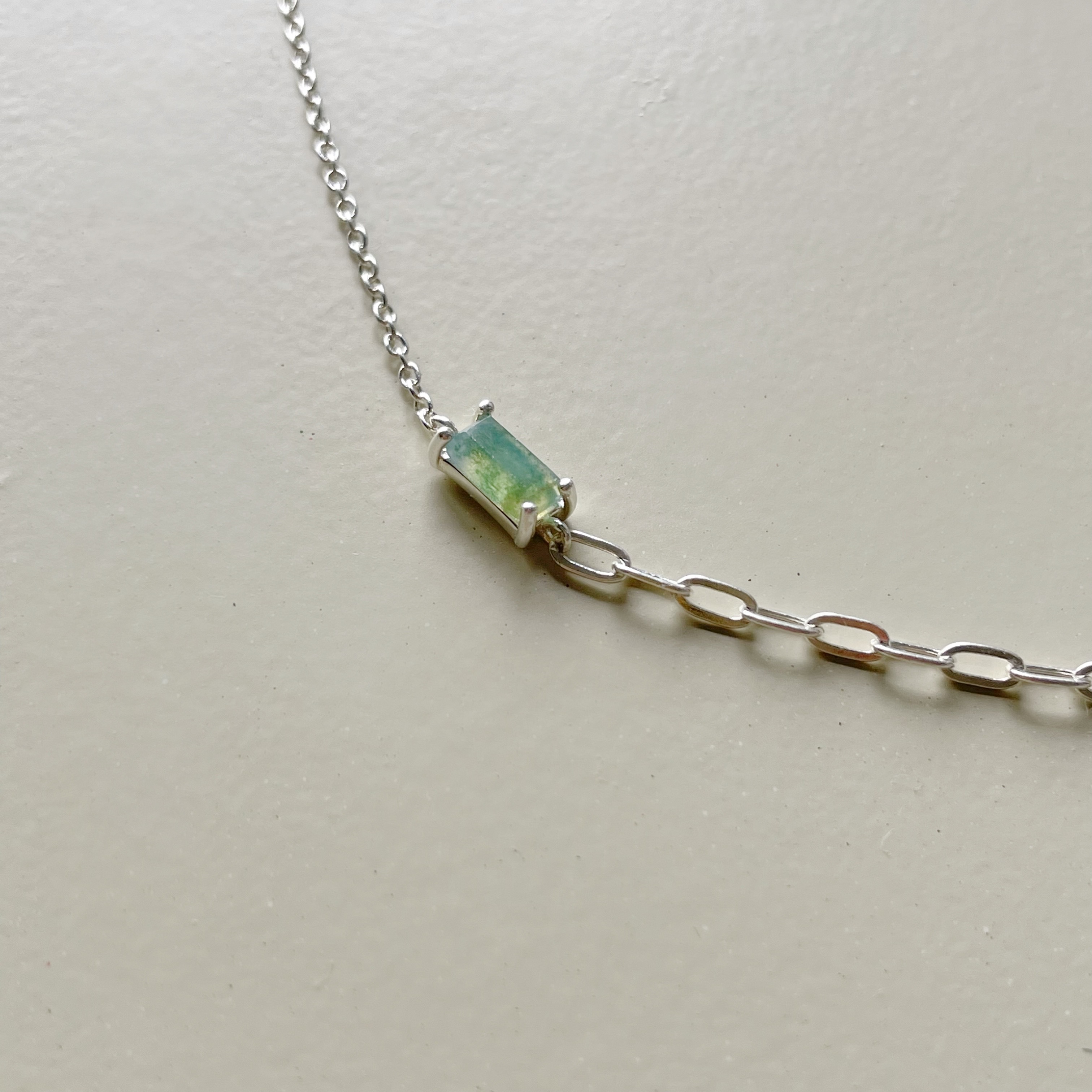 爪鑲長方水草瑪瑙手鍊