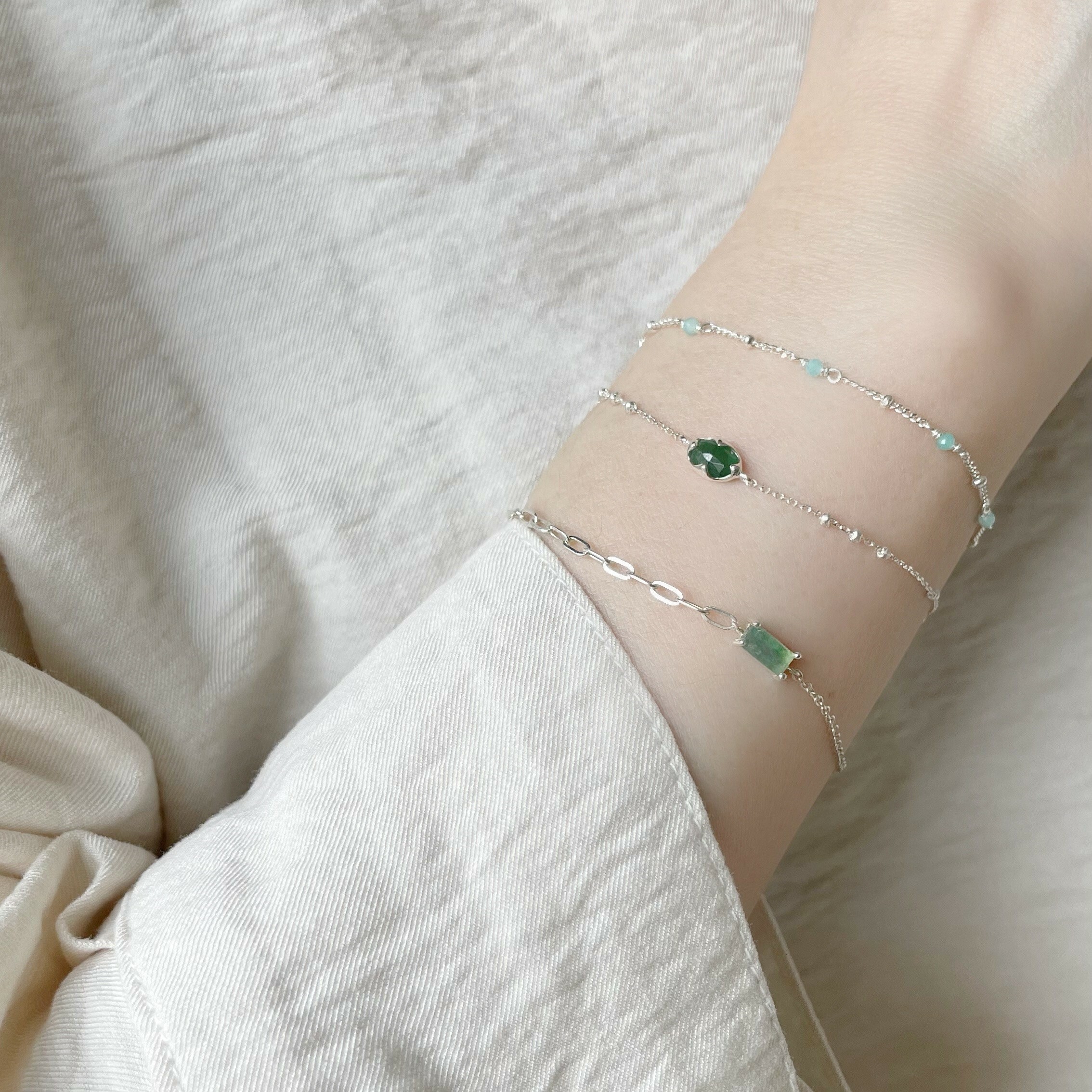 爪鑲小橢圓東菱石triplets手鍊