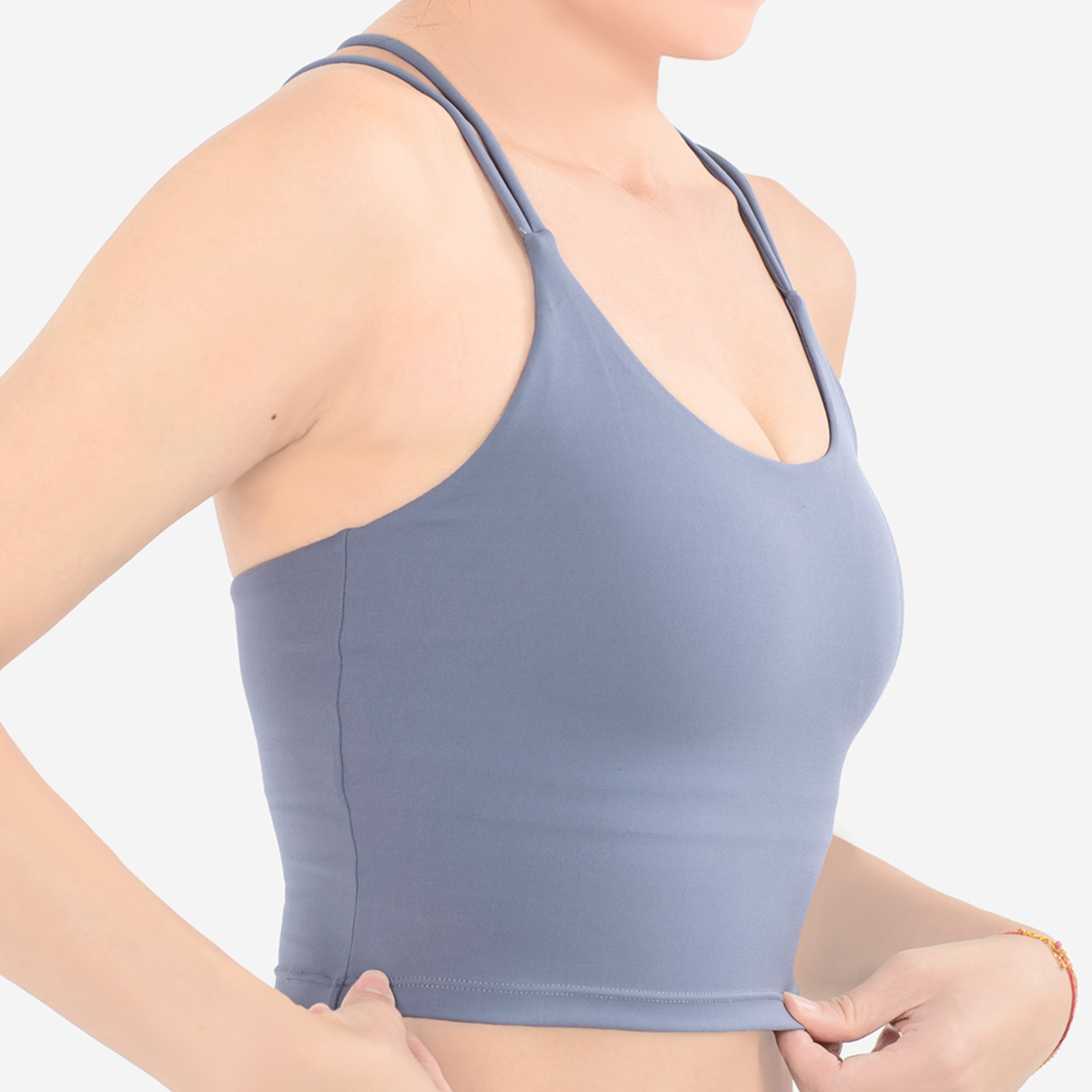 工字交叉細肩美背運動內衣 霧霾藍