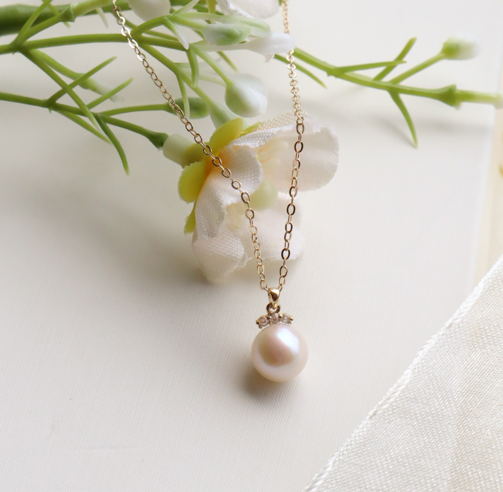 10K/皇冠珍珠項鍊