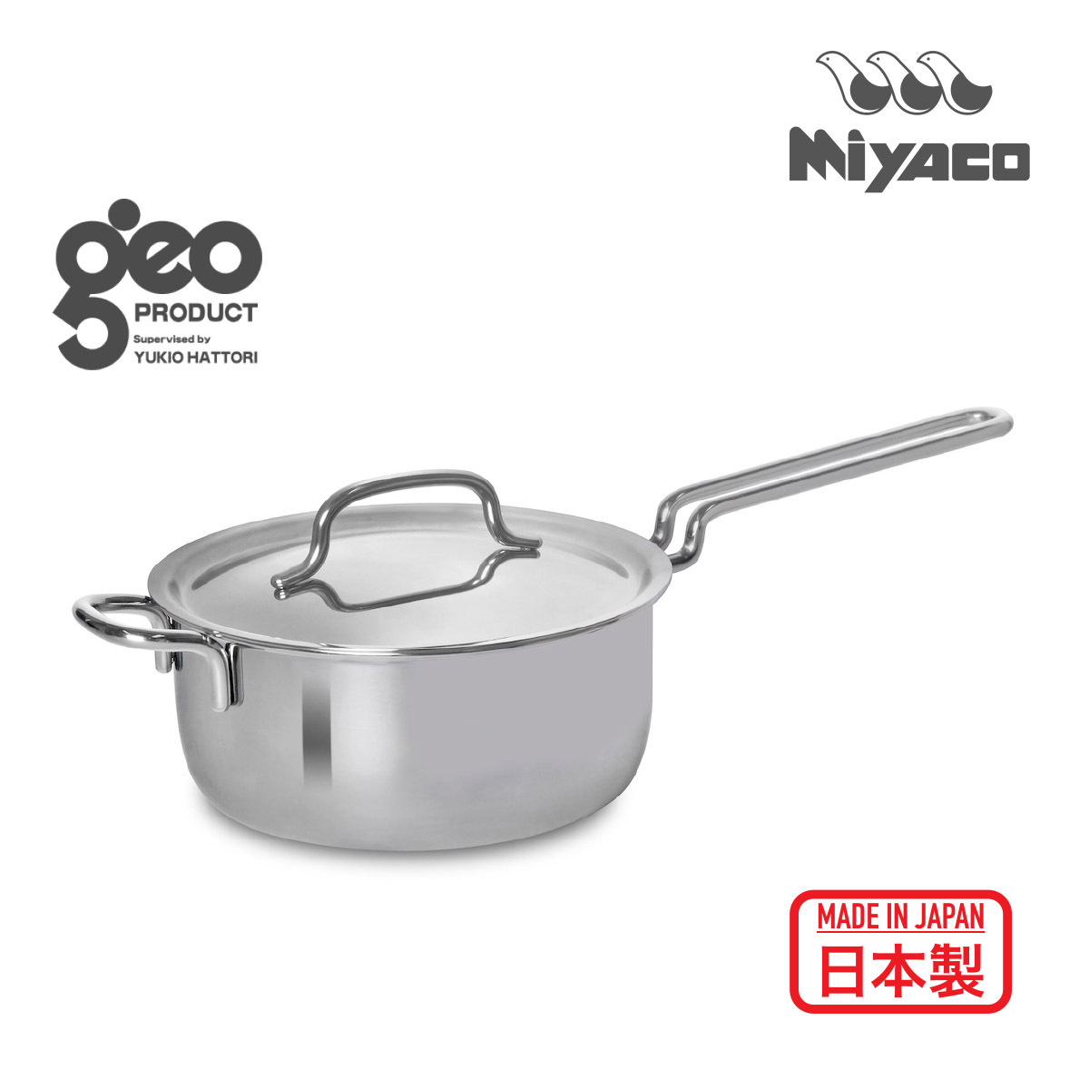日本Miyaco GEO D18cm 2L IH不銹剛單柄煲連蓋 -GEO-18N