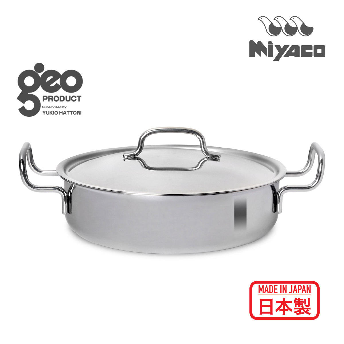 Miyaco GEO D25cm 3.4l IH Shallowpot with Lid -GEO-25S