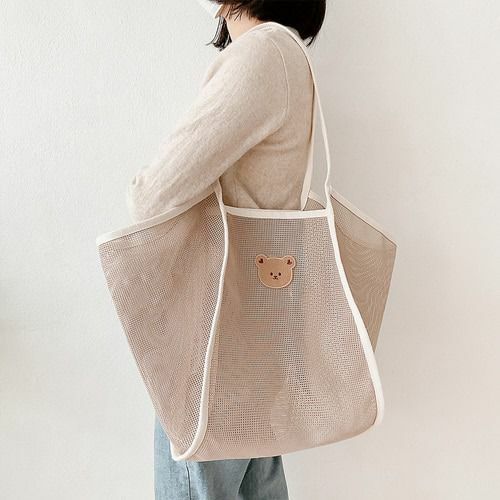 DTD果凍人物系列-超大容量網狀沙灘單肩包