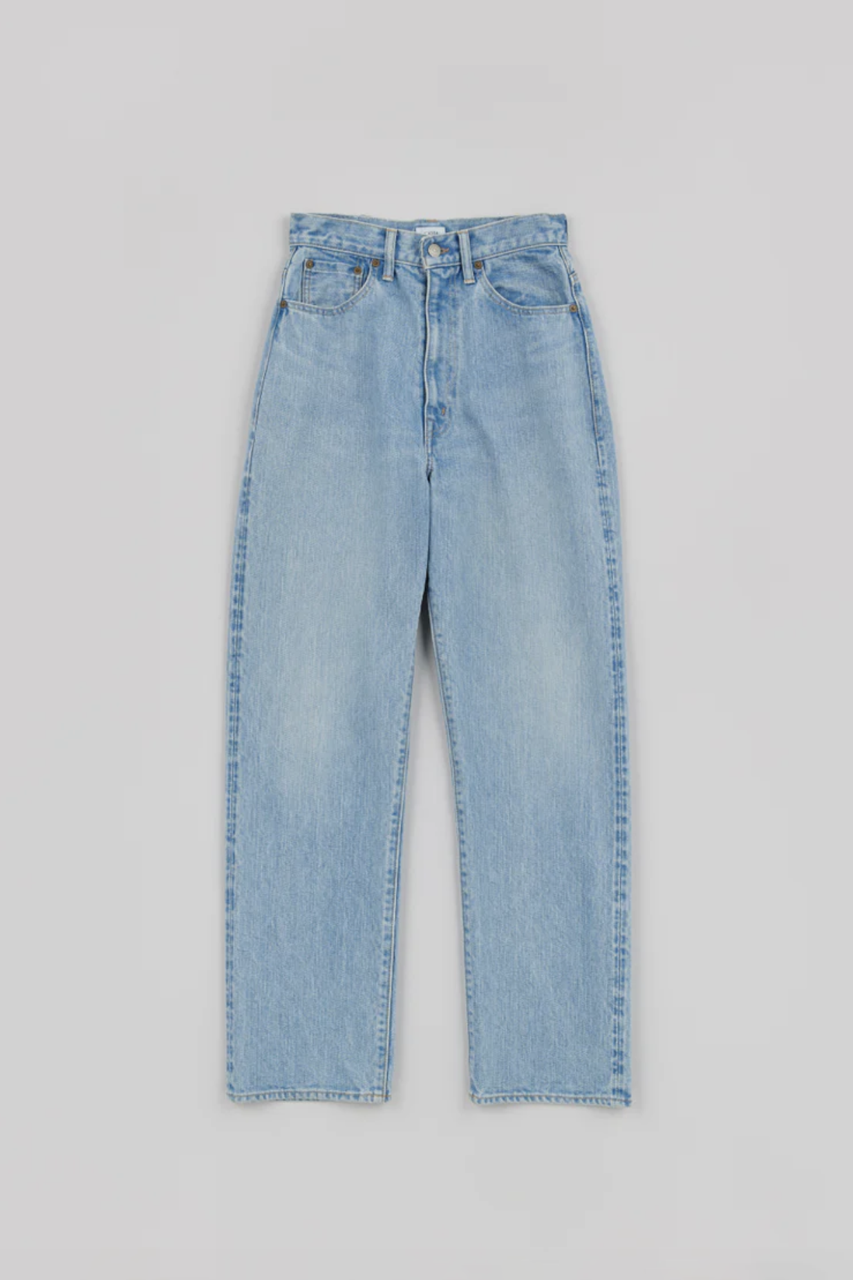 CIOTA INDIGO SUVIN COTTON 11.5oz HIGH WAIST DENIM - LIGHT BLUE DAMAGED