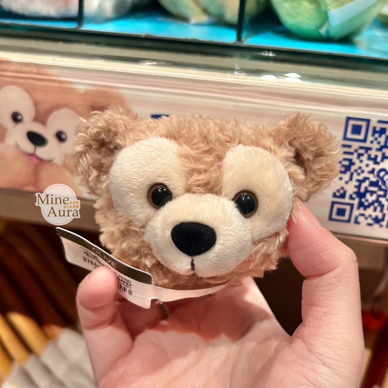 達菲 Duffy 大頭造型 絨毛 迷你公仔 娃娃 (搭配個人客製髮圈用) -香港迪士尼樂園