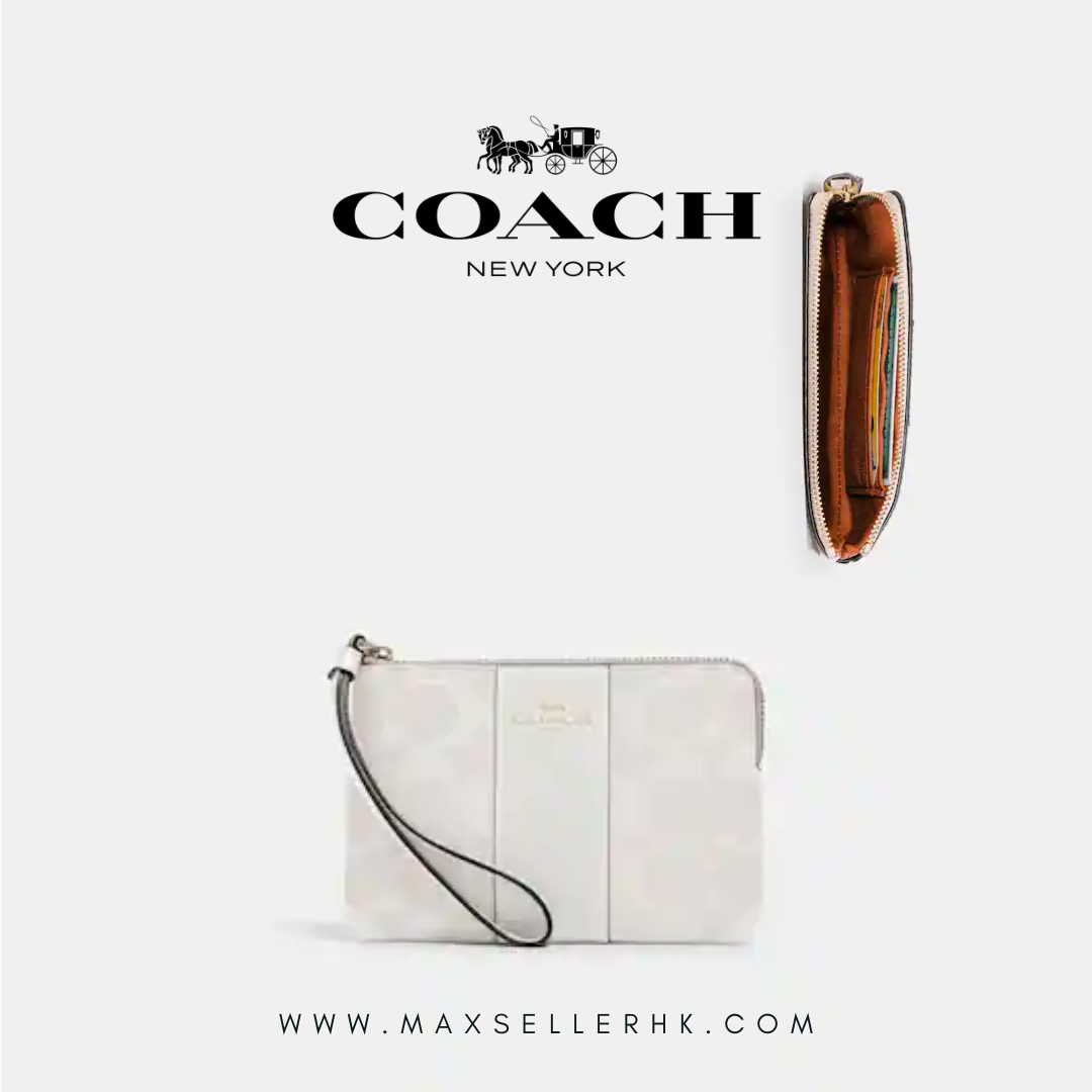 現貨｜COACH Corner Zip Wristlet In Signature Canvas