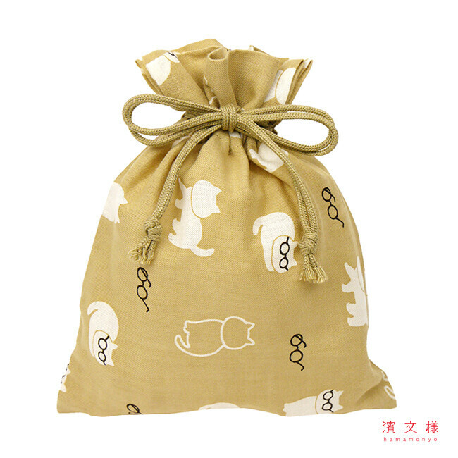 日式索繩袋(大)(貓貓) (日本製)