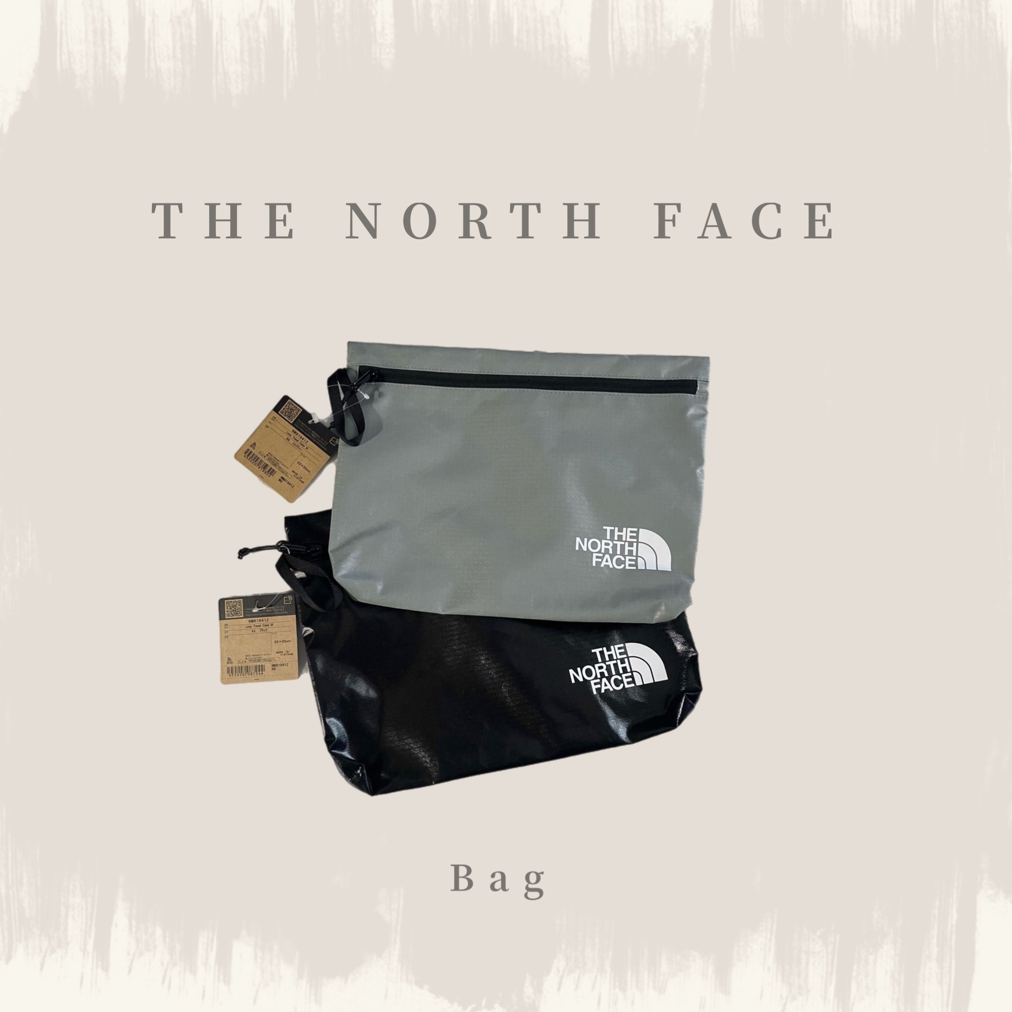 THE NORTH FACE 防水拉鍊小包黑//泥灰NM81943Z