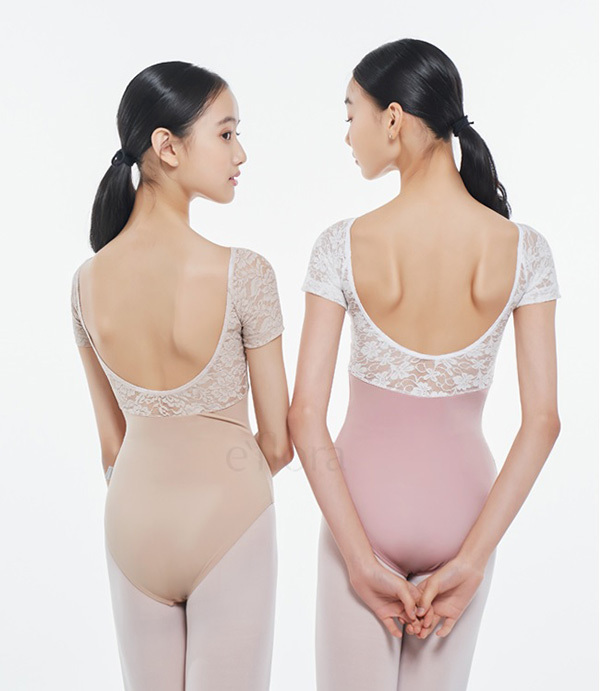 韓國eflora【EB-EFL02 短袖蕾絲舞衣】可放胸墊