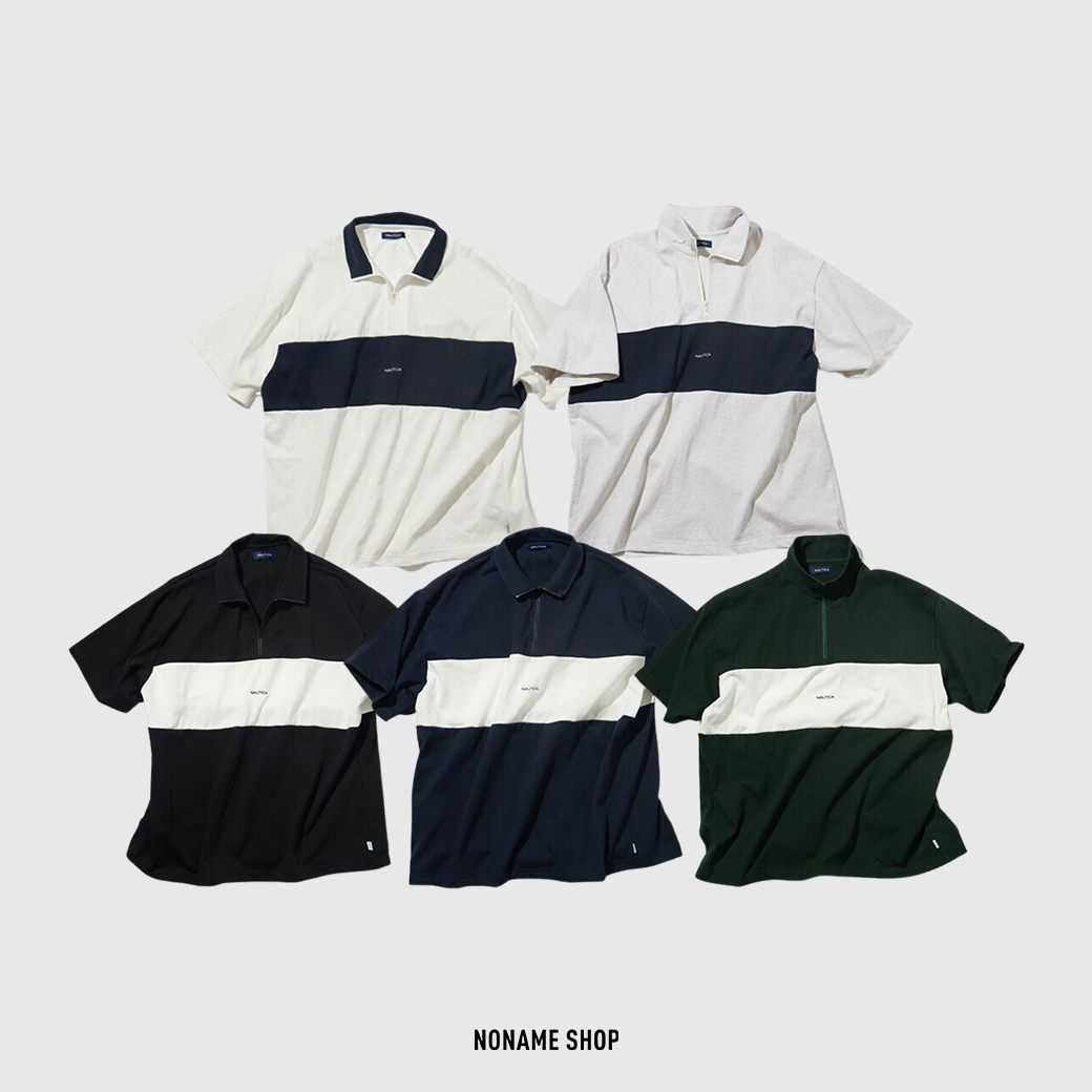 NAUTICA JP Panel Border Half Zip 半開襟 厚磅 短T 五色 (男款)