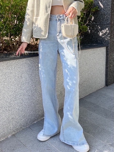 9921 熱銷100件！開衩直筒牛仔褲