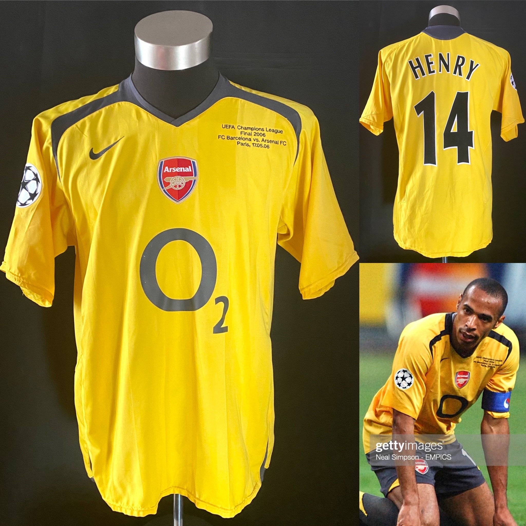 Arsenal 2005-2006 UEFA Champions League Final Nike Away Shirt #14 HENRY