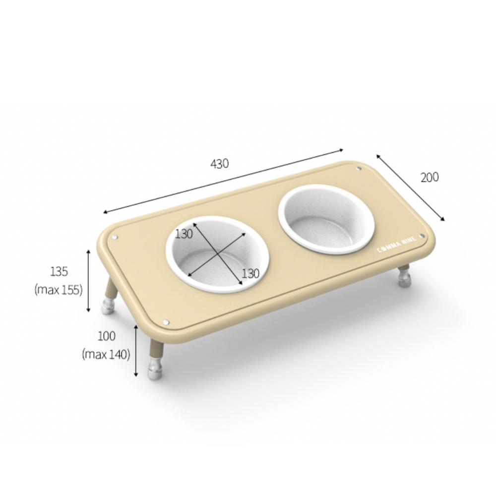 Comma Nine｜Canyon 寵物專用餐桌組｜經典黑