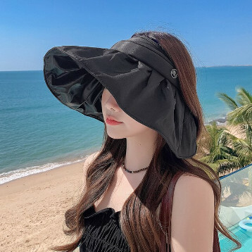 夏季貝殼形遮陽帽女戶外沙灘時尚防紫外線寬沿水桶帽女遮陽帽