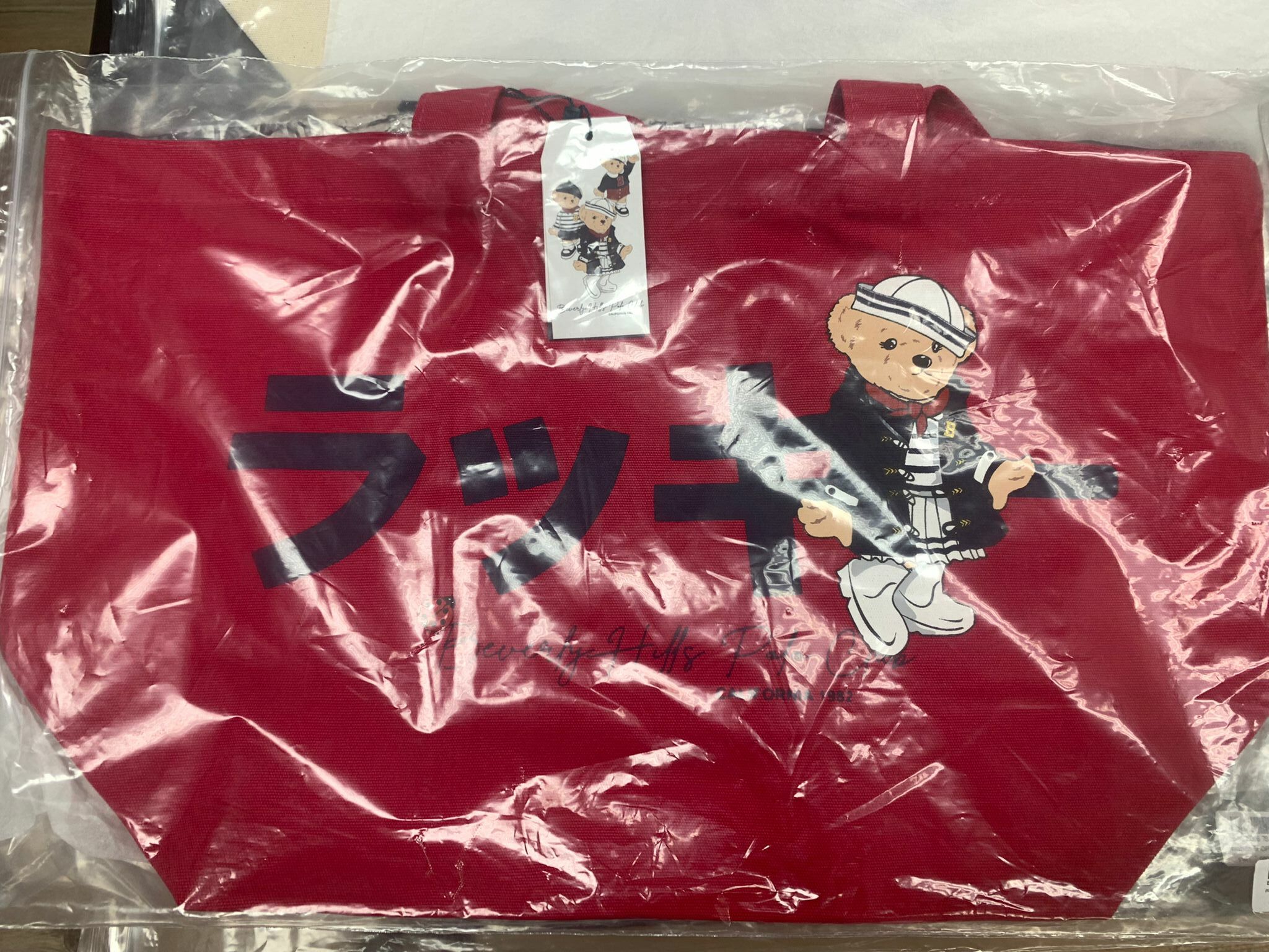 泰國直送 polo 泰迪熊防水帆布袋 (紅色)