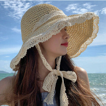 Summer Fashion Straw Hat Women Foldable Wide Large Brim Plage Beach Sun Hat Chapeau Femme UV Protection Cap