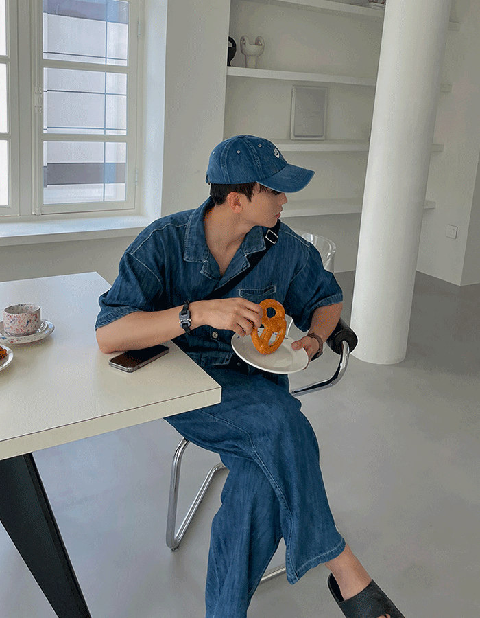 貝爾亞麻牛仔短袖襯衫夾克