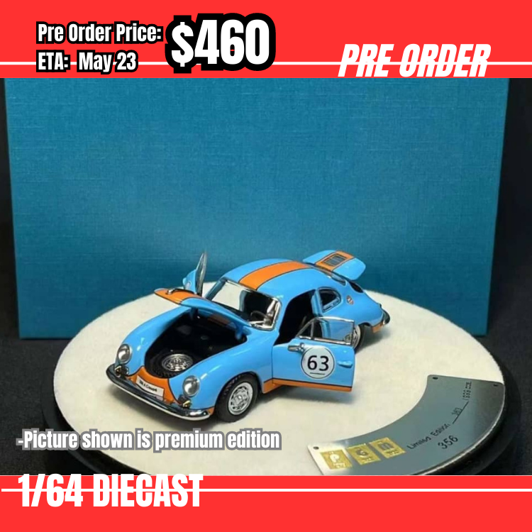 Pre Order-$460 PGM 1:64 Porsche 356 Gulf Regular Version(正方形盒) [OD12/05]