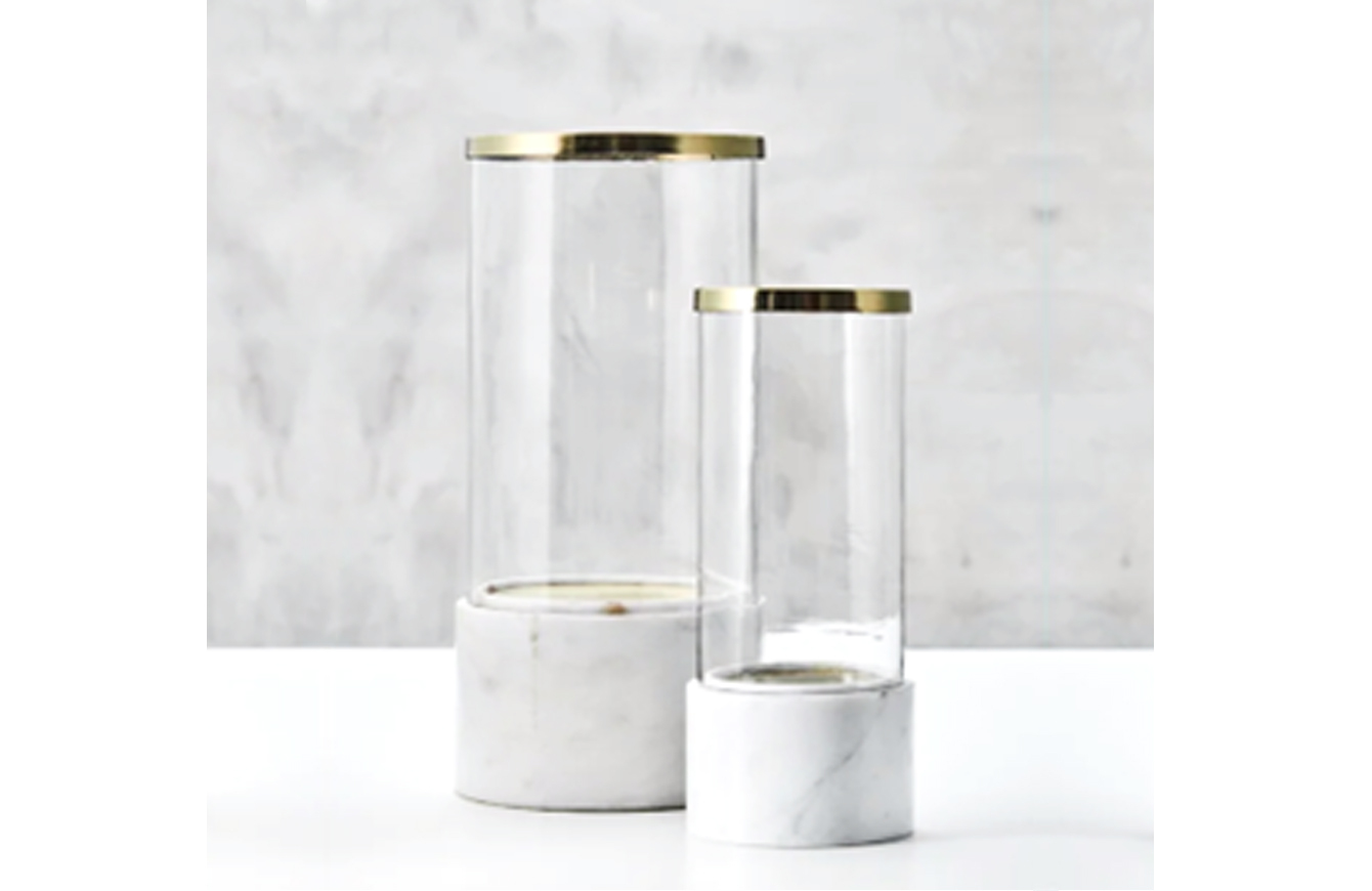 白石金圈玻璃燭台