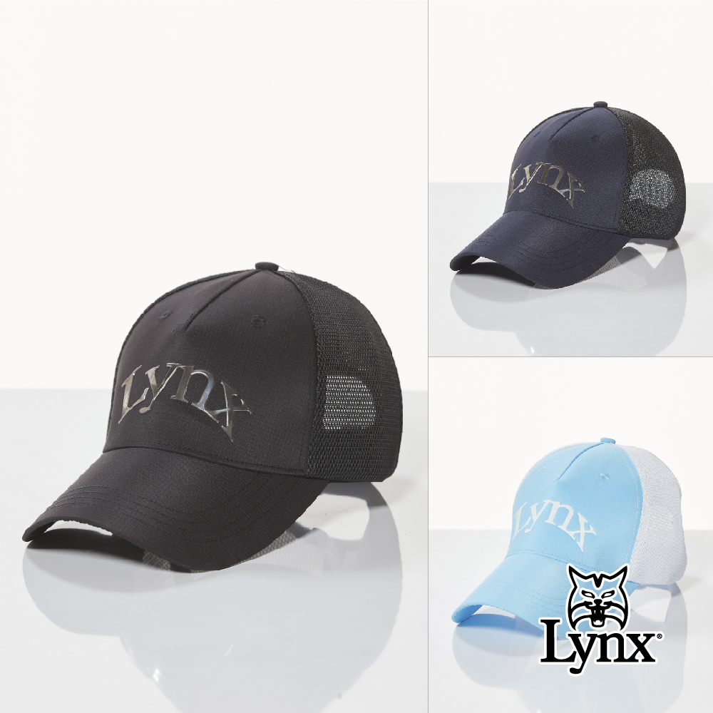 【Lynx Golf】透氣網布潮流時尚Lynx字樣亮面LOGO可調節式球帽