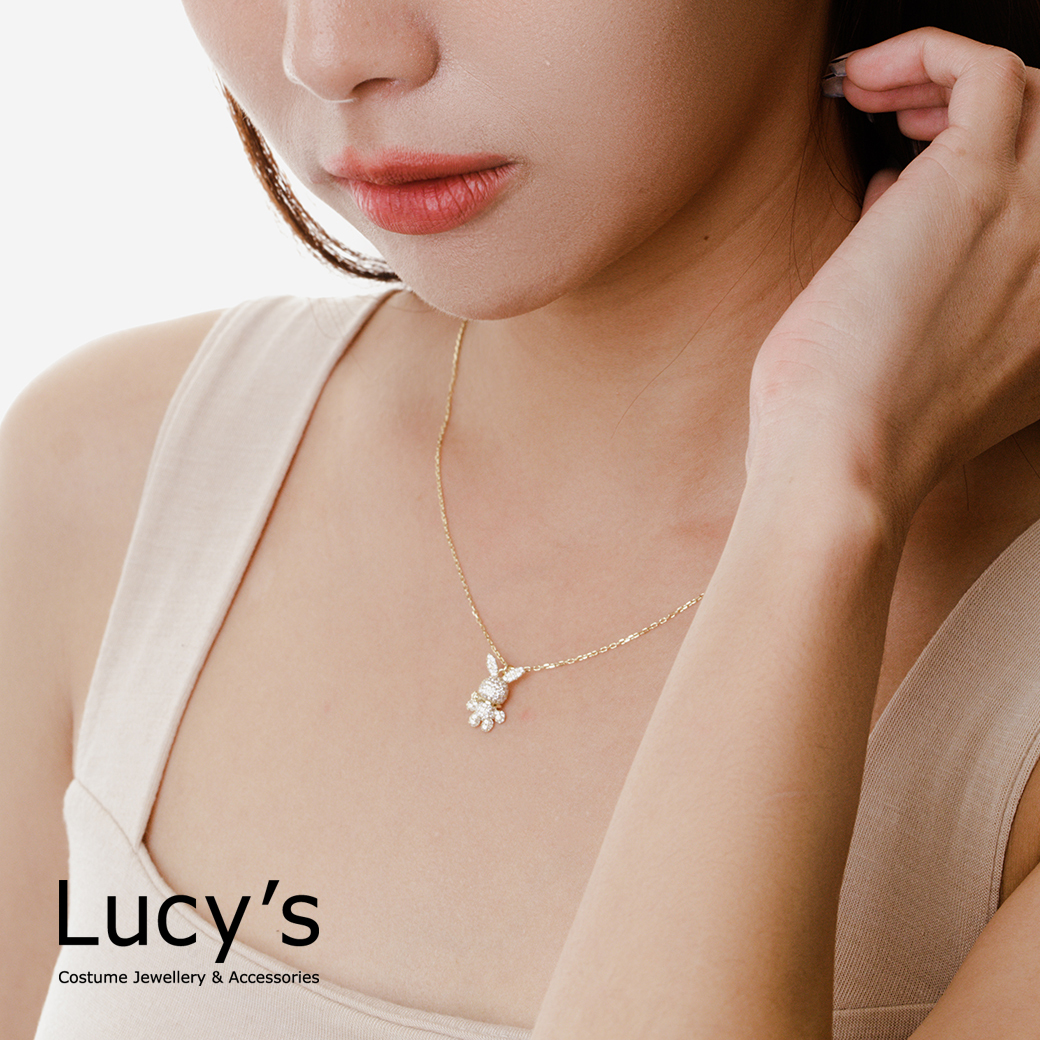 Lucys-925純銀小花圍巾兔項鍊(二色) (102334/103592)