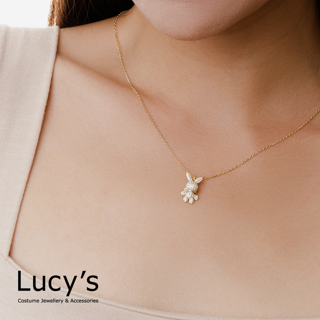 Lucys-925純銀小花圍巾兔項鍊(二色) (102334/103592)