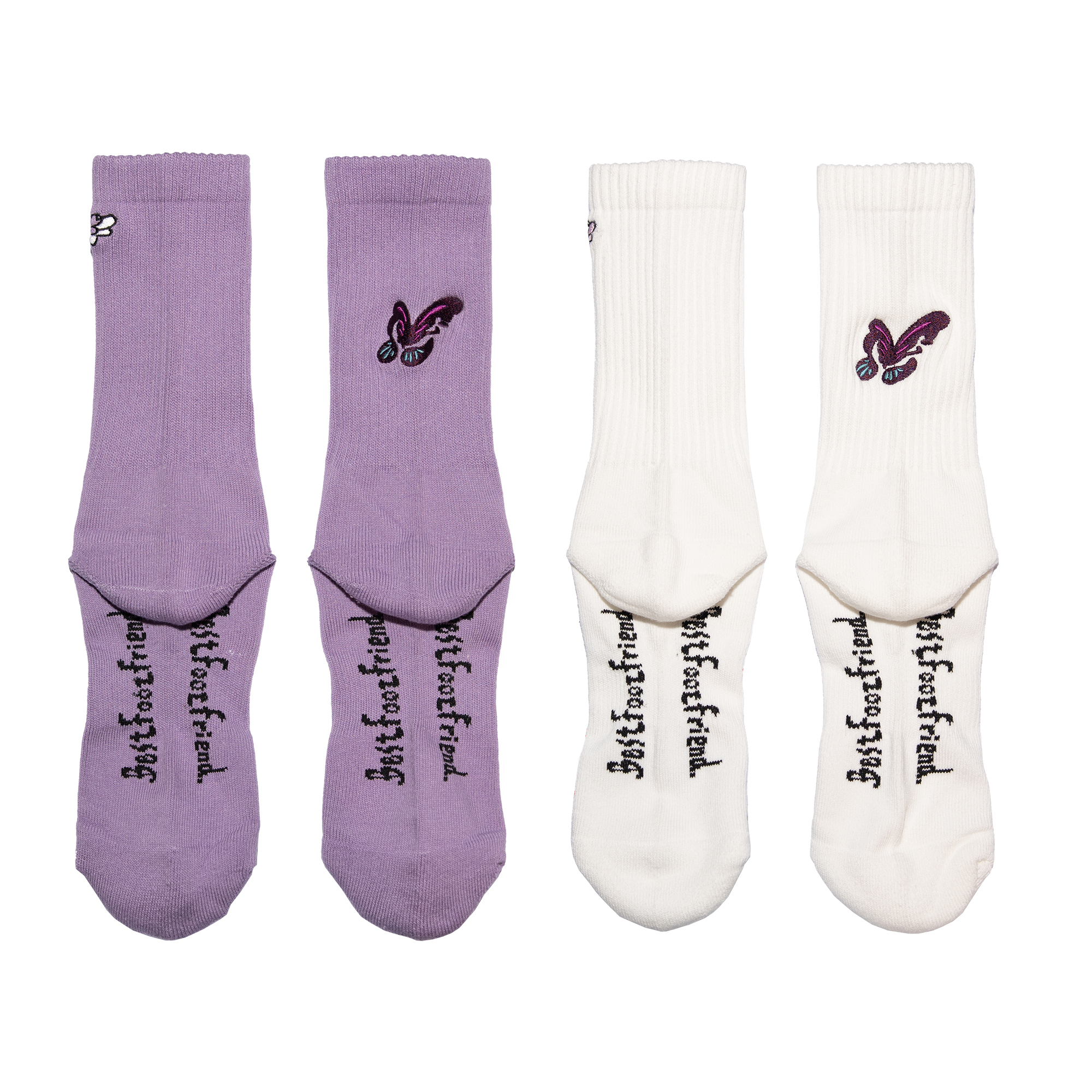 【車庫服飾】BEST FOOT FRIEND BFF BUTTERFLY LETTER / 蝴蝶長襪