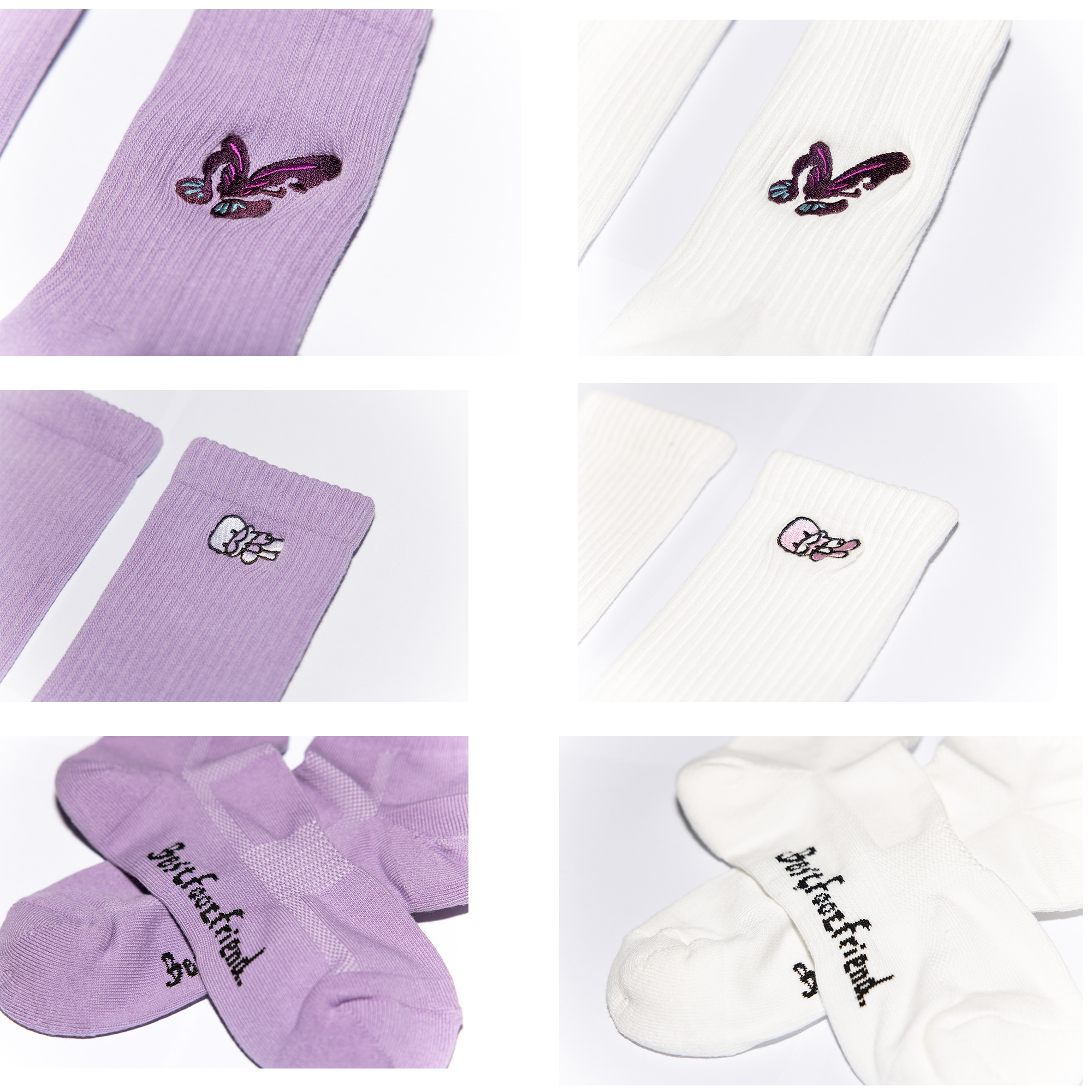 【車庫服飾】BEST FOOT FRIEND BFF BUTTERFLY LETTER / 蝴蝶長襪