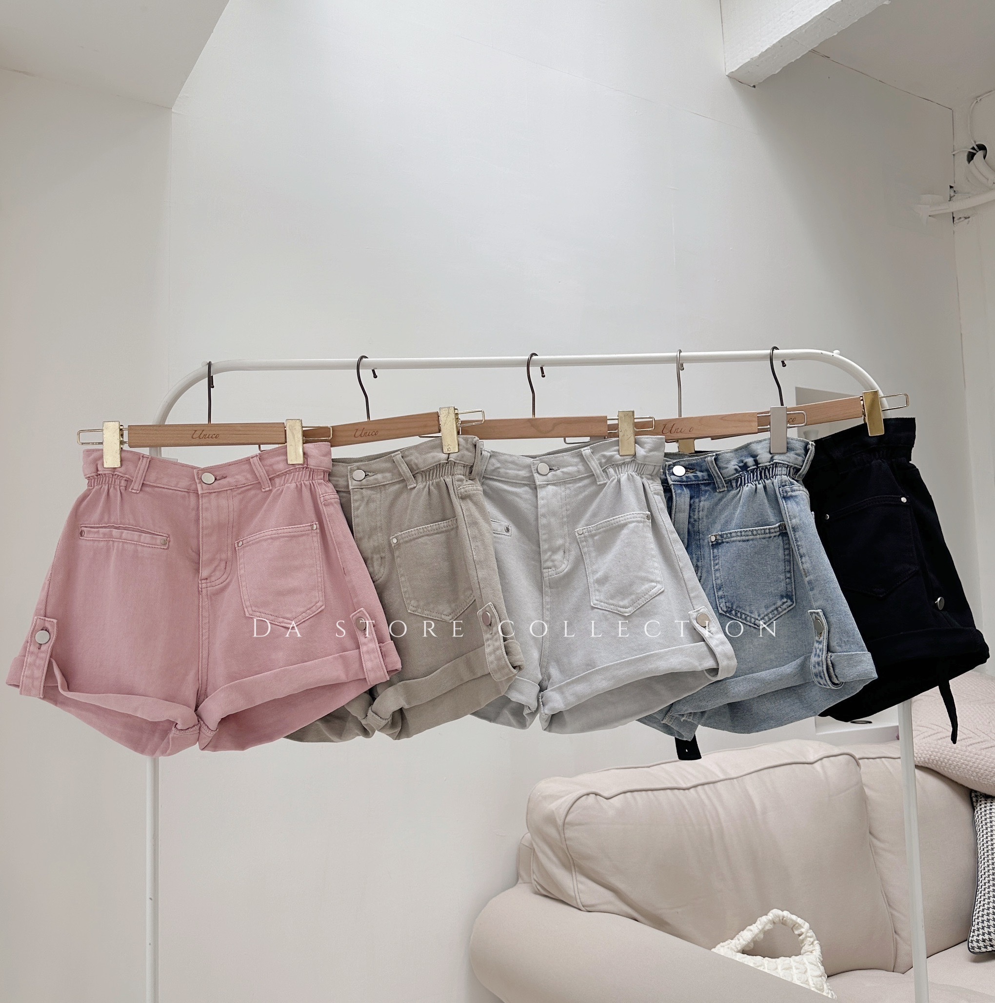 必收反摺花苞牛仔短褲/五色