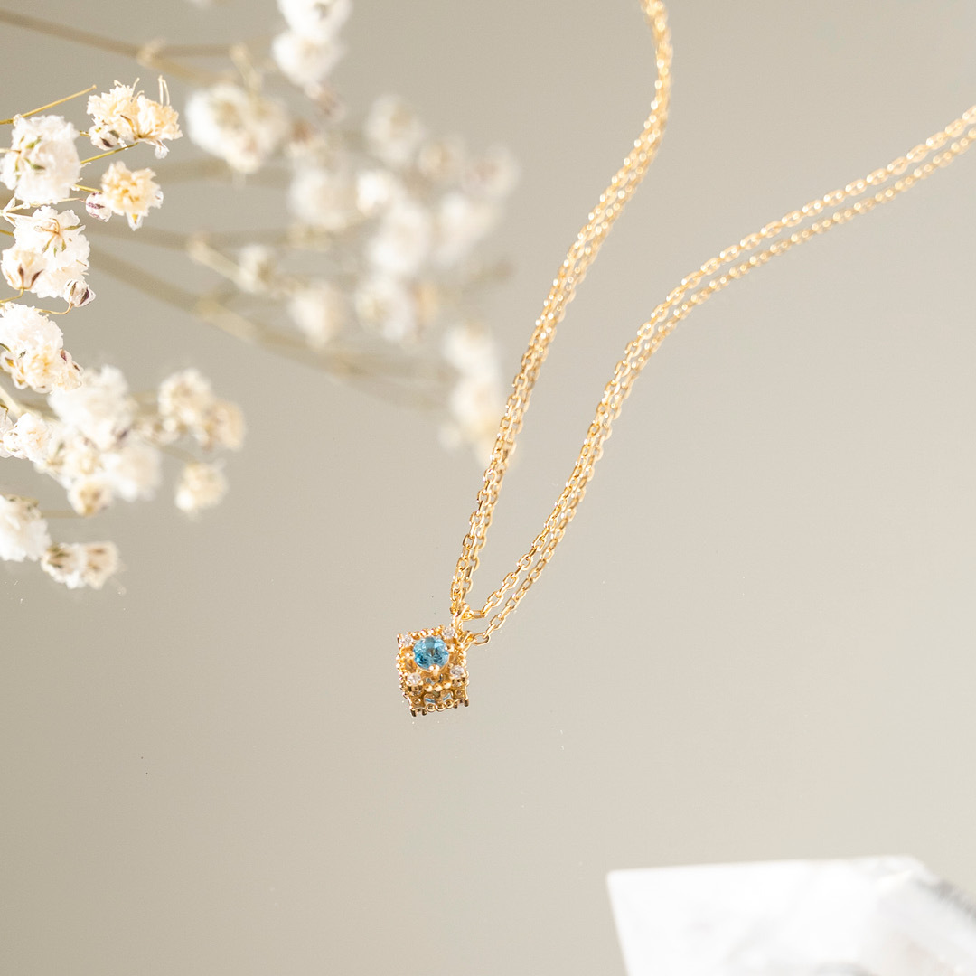 【輕奢】詩人之愛-14K金藍托帕石項鍊