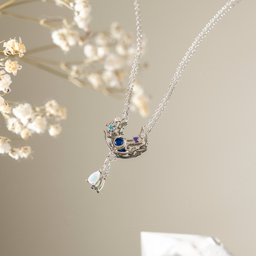 【輕奢】阿提米斯-925純銀蛋白石/彩色鋯石項鍊