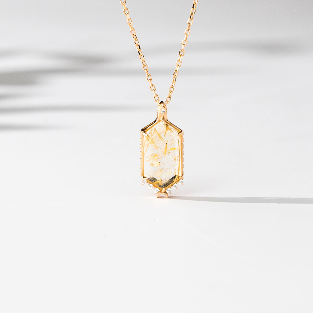 【輕奢】流金歲月-14K金金髮晶項鍊