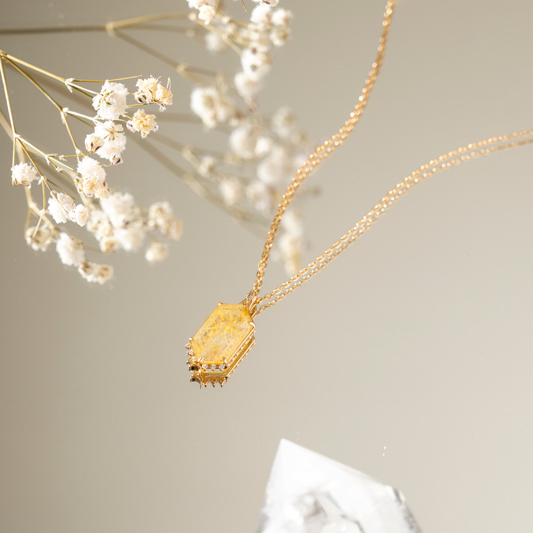 【輕奢】流金歲月-14K金金髮晶項鍊