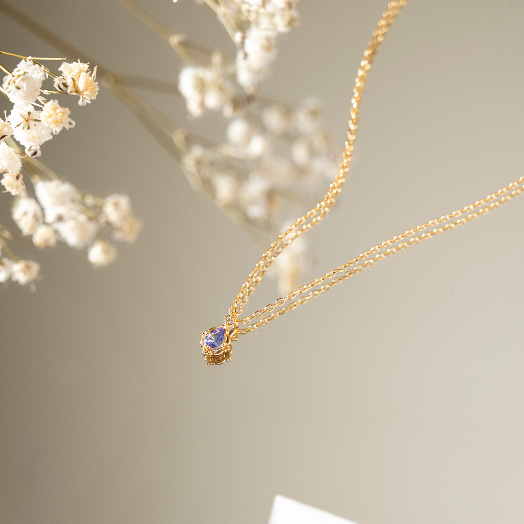 【輕奢】春日淚光-14K金坦桑石項鍊