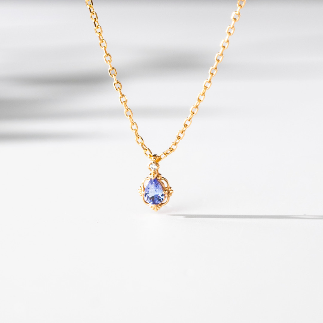 【輕奢】春日淚光-14K金坦桑石項鍊